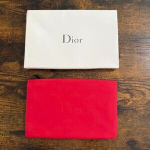 DIOR Beauty Red and Black Metal Zipper Pouch New - Limited Edition